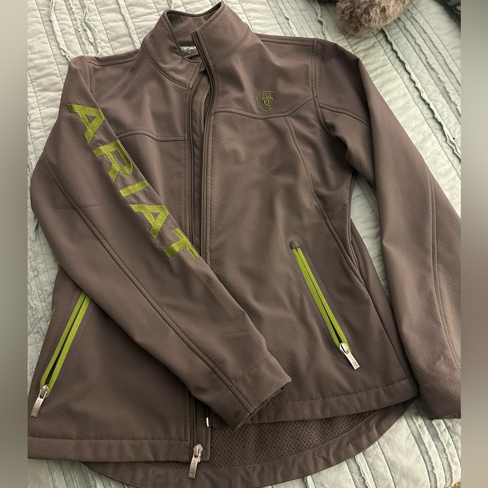 Ariat Softshell Jacket Grey Lime Green Size Medium Worn Very Lightly!!